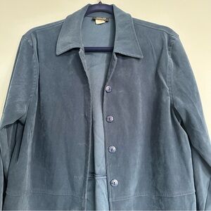 Vintage Spago Velvet Blue Suede Button Down Jacket 10 Medium